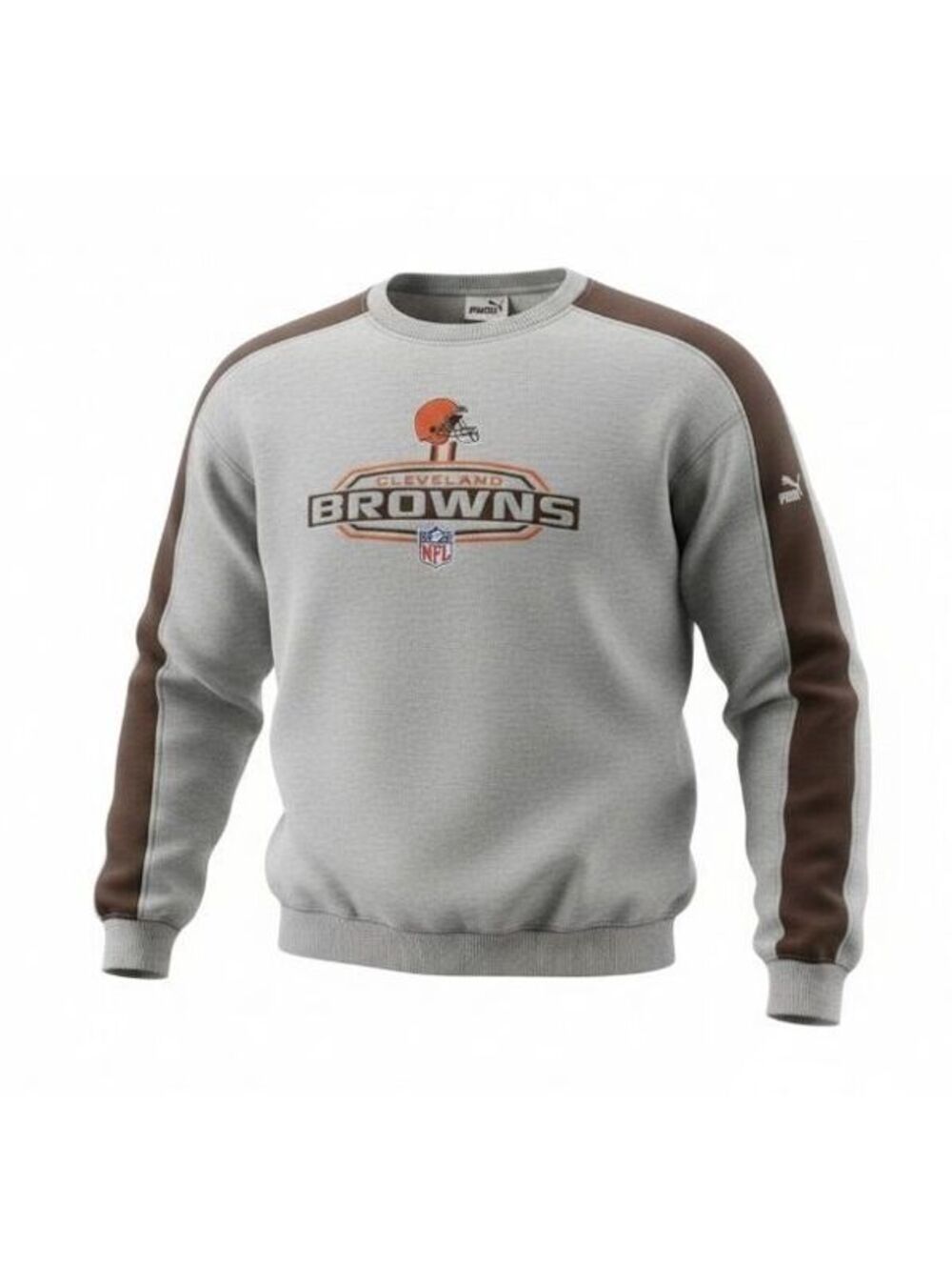 VINTAGE Cleveland Browns Sweatshirt Mens 2XL Gray Puma Embroidered Crewneck 90s